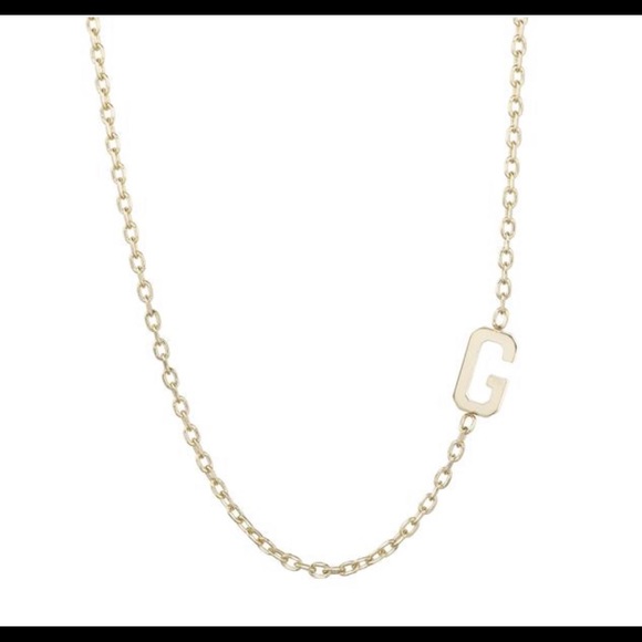 Asymmetrical Gold Initial Necklace - Picture 1 of 4